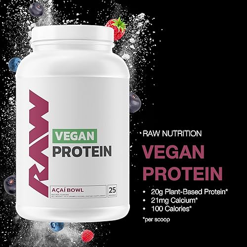 Miniatura 2 de RAW Acai Bowl - Proteína vegana en polvo, 0.71 oz de proteína a base de plantas en polvo y fortificada con vitaminas para el crecimiento muscular y