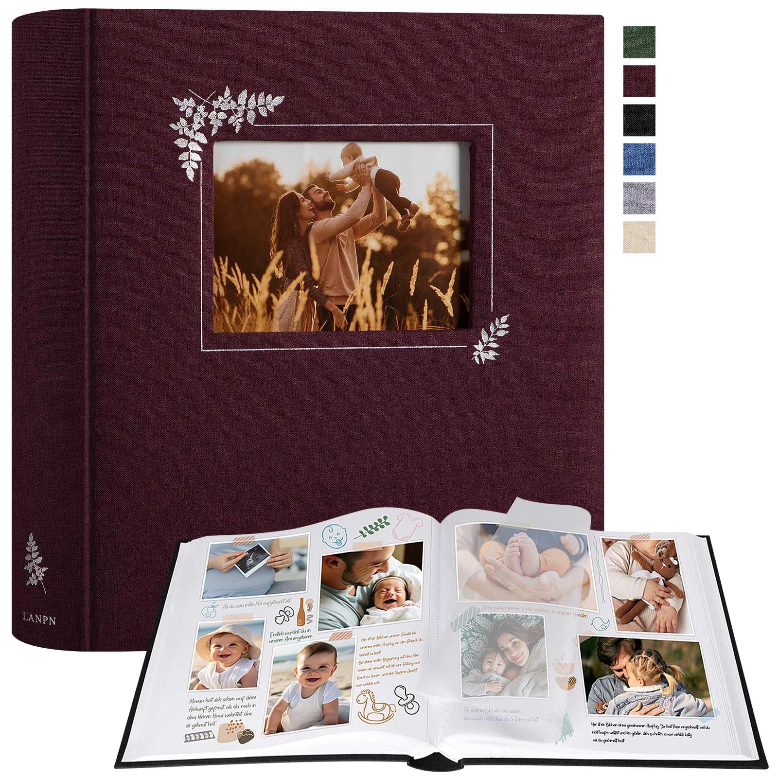 Lanpn Álbum Fotos Scrapbook Personalizable, Grande Lino DIY Album Diseño de ventana Scrapbooking 100 Páginas Blancas con separadores de celofán 9x13cm 10x15cm 13x18cm (30x33,5cm, Púrpura) Álbum de fotos Hama 215 x 150 mm, libro de fotos, 30 páginas negras, 120 álbumes de fotos, utilizado para diseño e inserción), negro