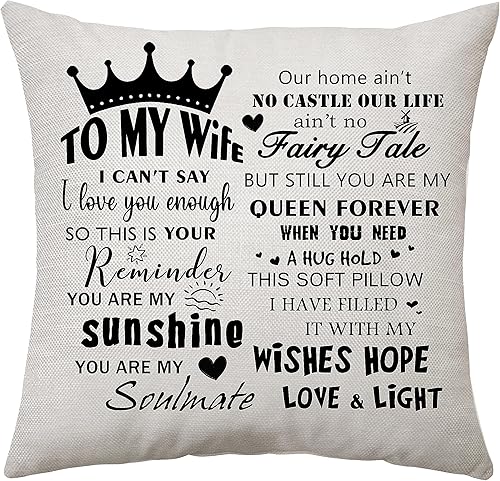 Miniatura 1 de Aconesong Funda de cojín con texto en inglés To My Wife, regalos para esposa, regalos de cumpleaños de esposo, esposa, Navidad, boda, aniversario,