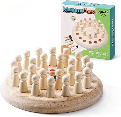 Juego de juego de ajedrez de memoria de madera un juego de mesa familiar adecuado para niños y adultos, juguetes de rompecabezas adecuados para