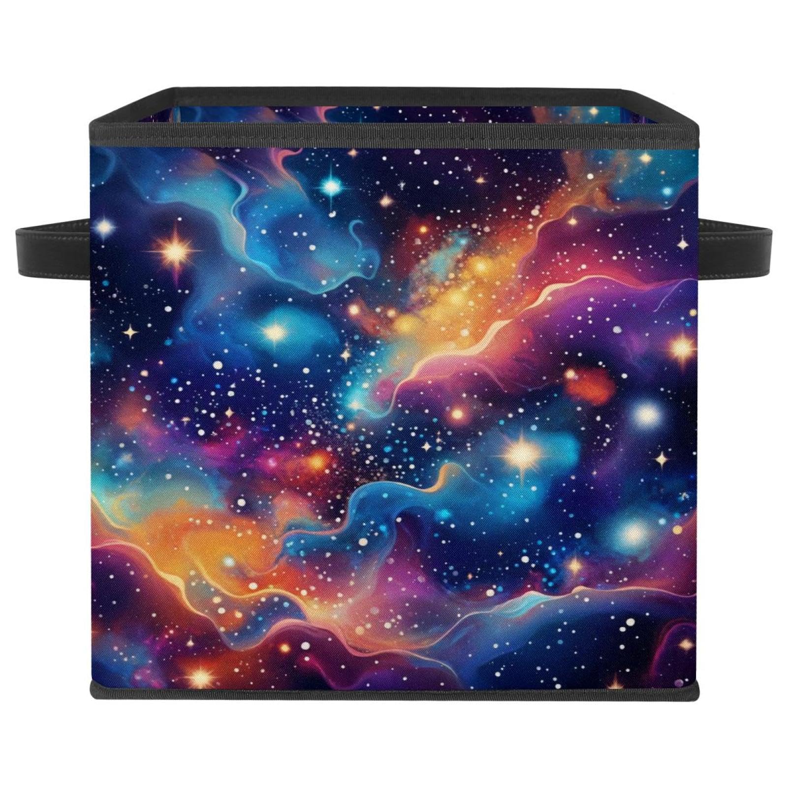 Panier de rangement salon rigide motif galaxie colorée espace