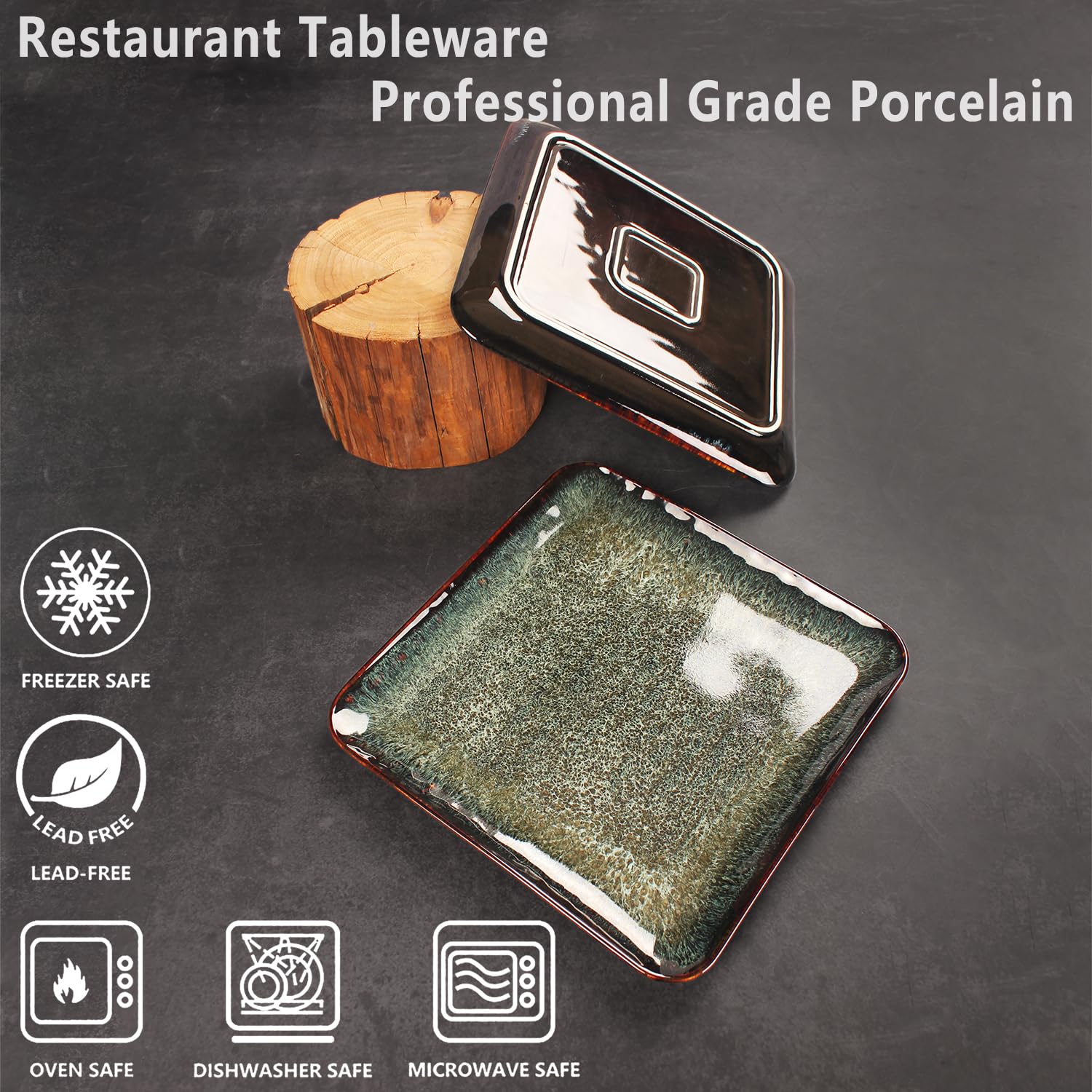 jinsongdafa Ceramic Dinner Plates Set, 22.7 CM Dessert Plates Set of 4, for Platter Tray Serving Plate - Image 3