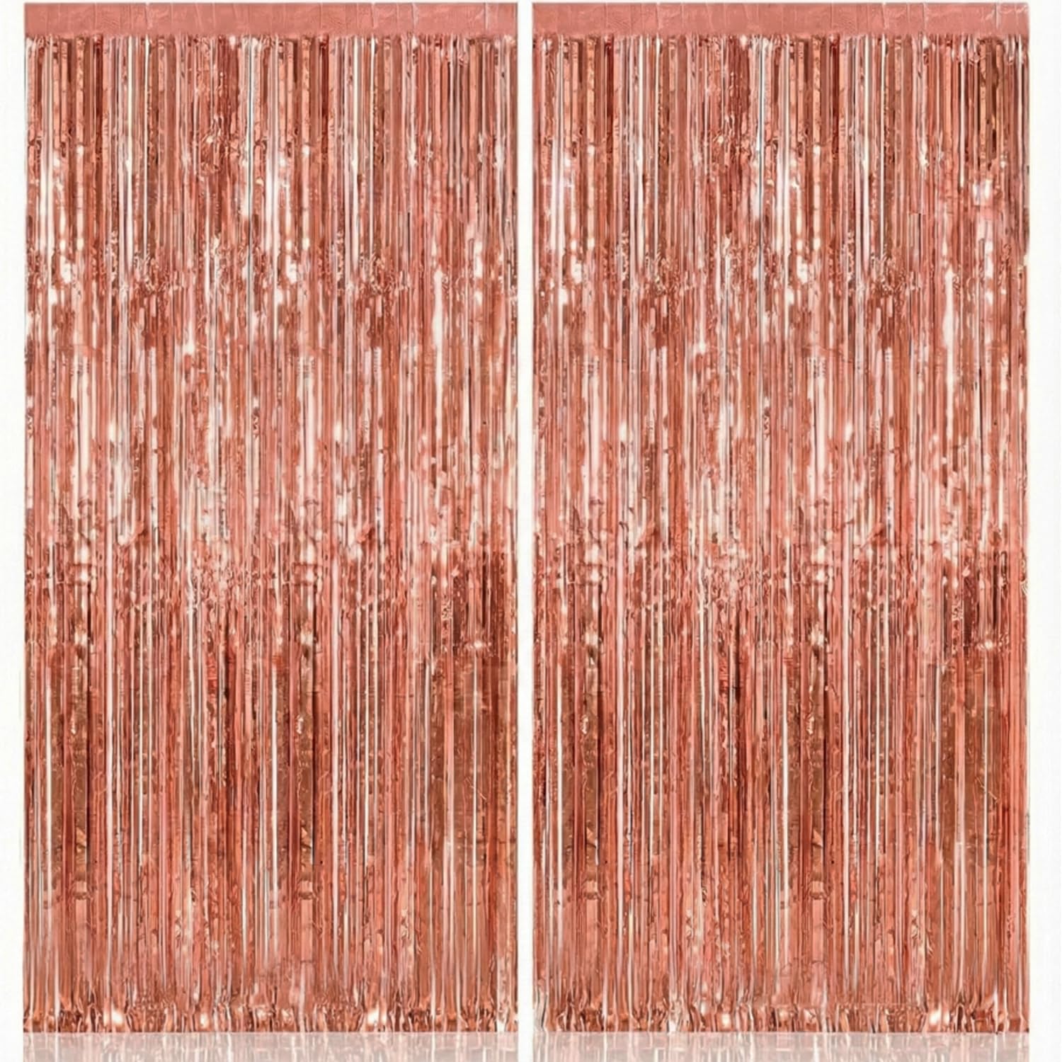 KatchOn Rose Gold Fringe Curtain - XtraLarge 8x3.2 Feet, Pack of 2 | Backdrop for Bachelorette Party Decorations, Birthday | Streamers