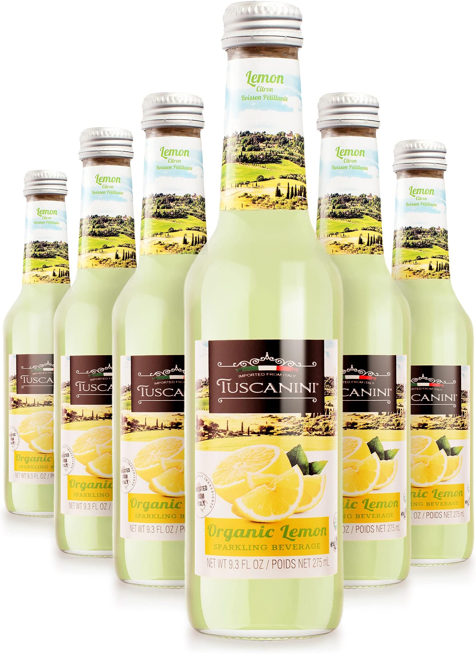 Organic Cold Pressed Sparkling Lemon Soda (6 Pack) Contains 16% Real Juice! No Food Coloring or Artificial Flavors, Product of Italy