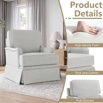 Swivel Accent Chair for Living Room, Chenille Armchair, Ash Gray