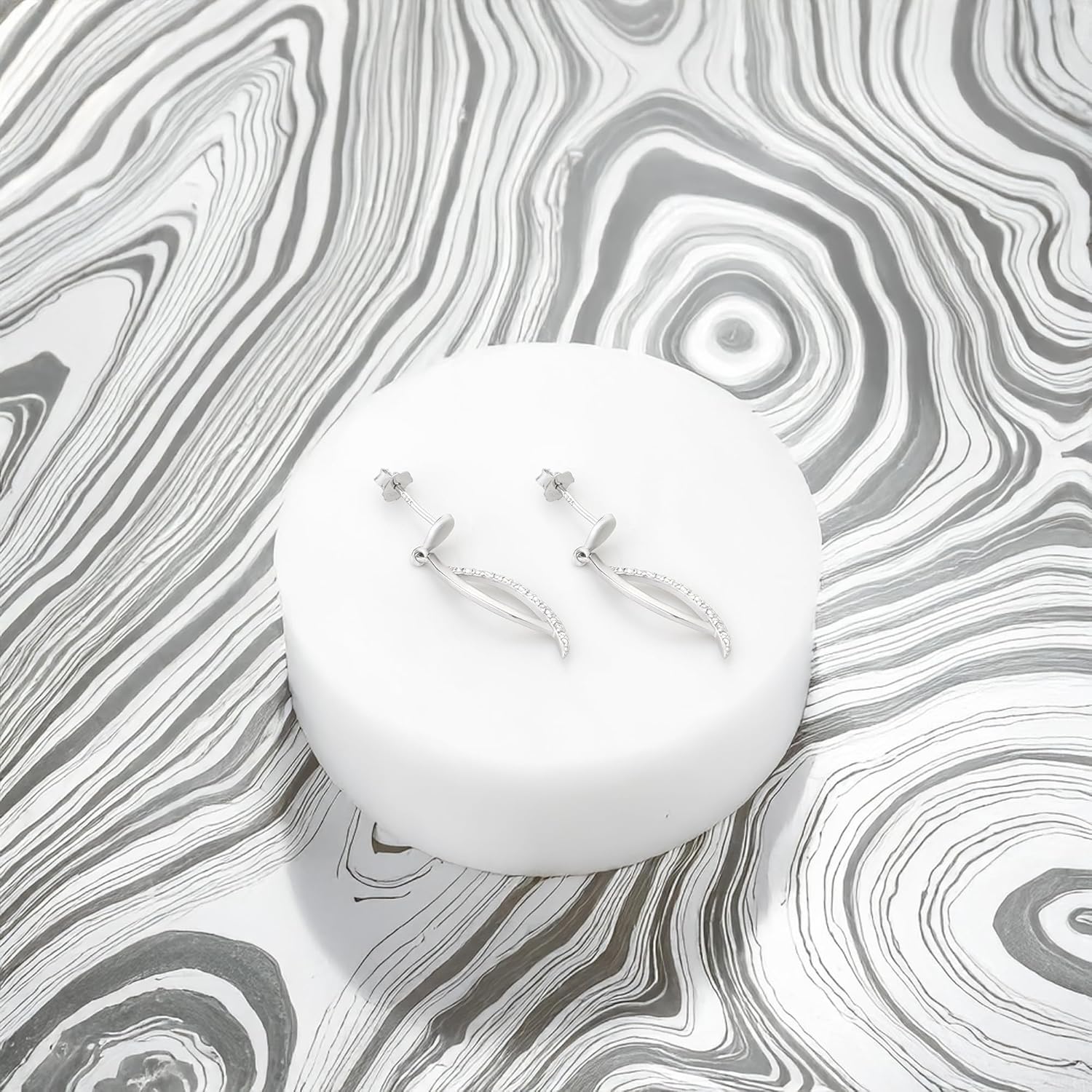 SOFIA MILANI - Solid 925 Sterling Silver Earrings for Women - with Zirconia Stones - Wave Spiral Earrings - 20643