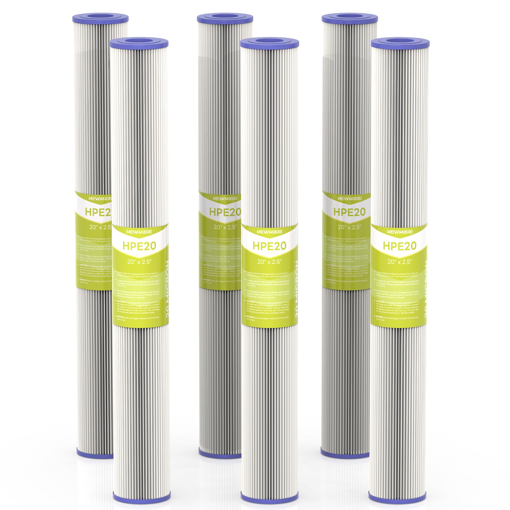 20 Micron Whole House Water Filter Cartridge Pleated Sediment Filters for Well Water Universal Replacement for Any 20