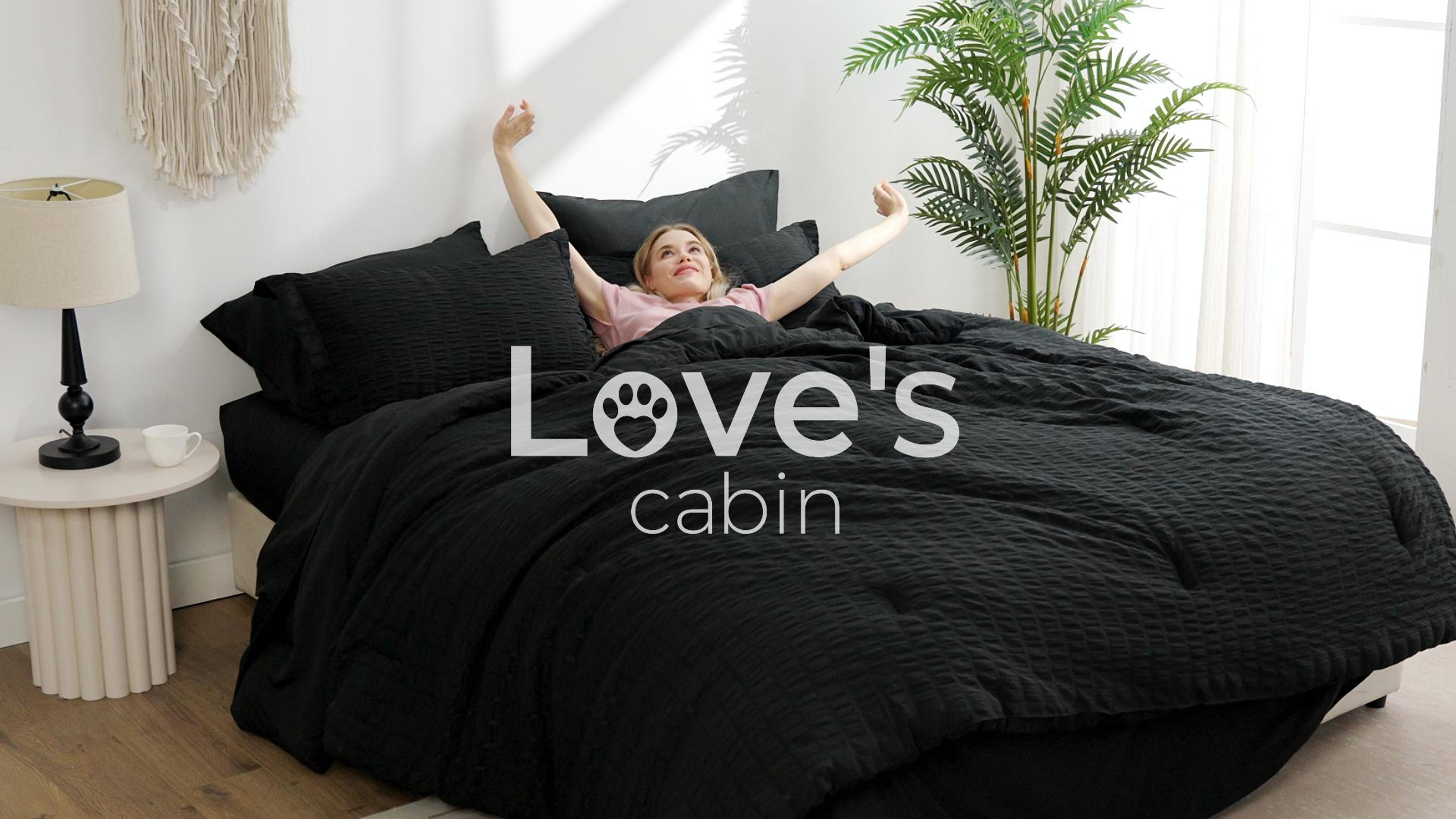 Amazon.com: Love's cabin Seersucker Dark Grey Twin Comforter Set