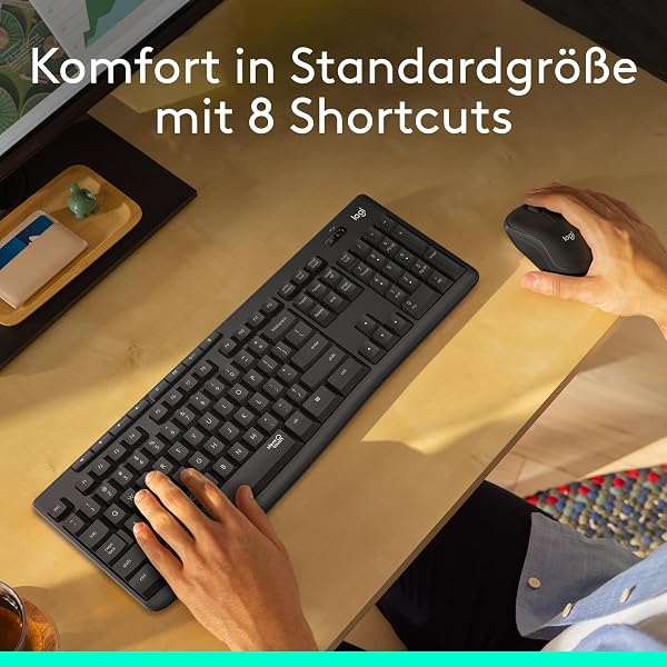 Logitech MK295 kabelloses Tastatur-Maus-Set mit SilentTouch-Technologie, Shortcut-Tasten, optischer Spurführung, Nano USB-Empfänger, verzögerungsfreier Drahtlosverbindung, QWERTZ layout - Schwarz - 3
