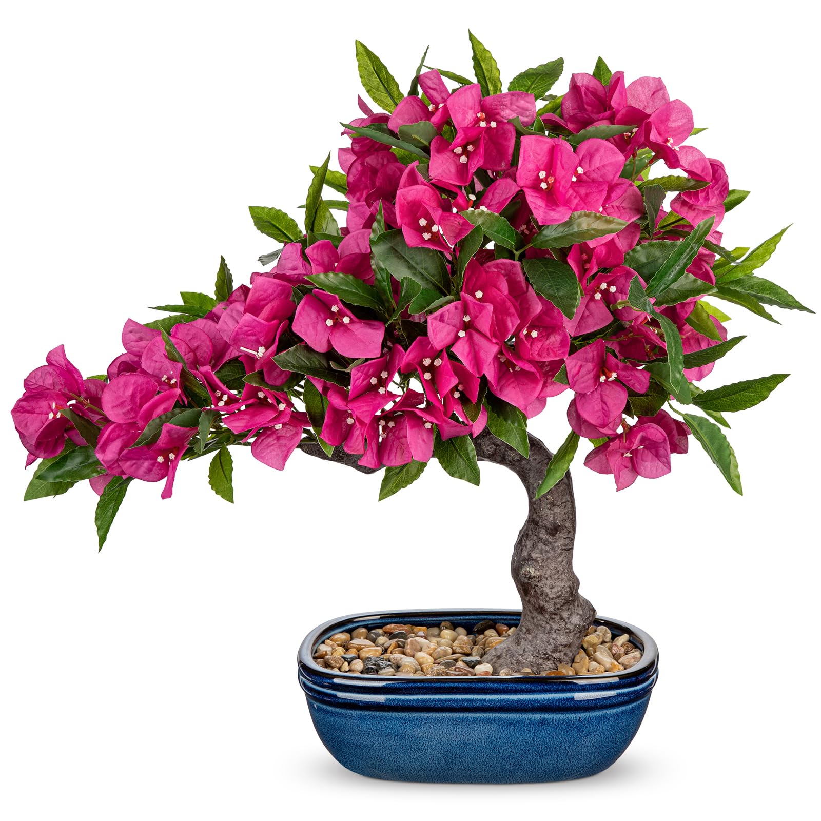 Briful Artificial Bougainvillea Bonsai Tree 18.5 Silk in Blue Pot