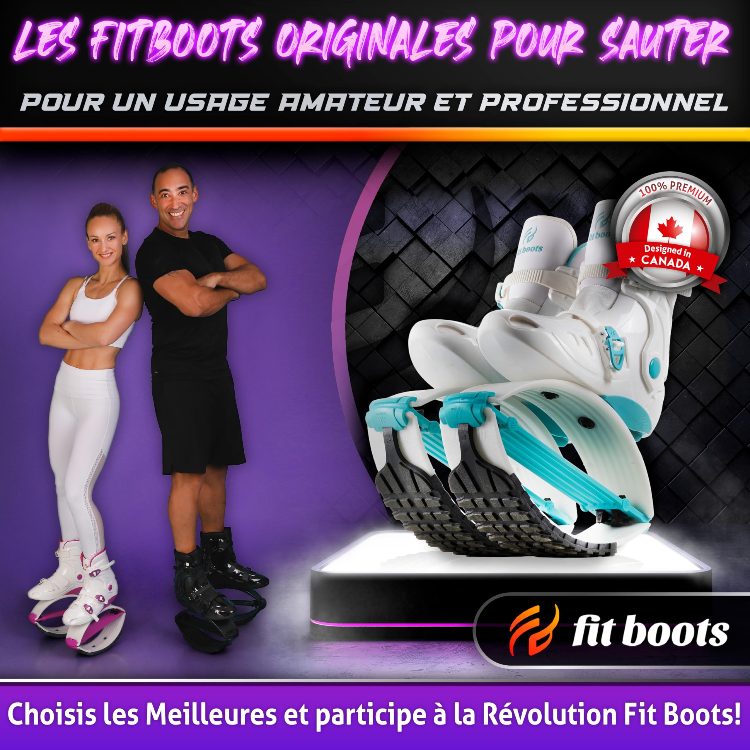 FIT BOOTS - Chaussures rebondissantes de Nouvelle Génération, Chaussures de Saut Originales de la Communauté Internationale d’Entraînement FitBoots Qui Révolutionnent Votre Fitness (Aqua)