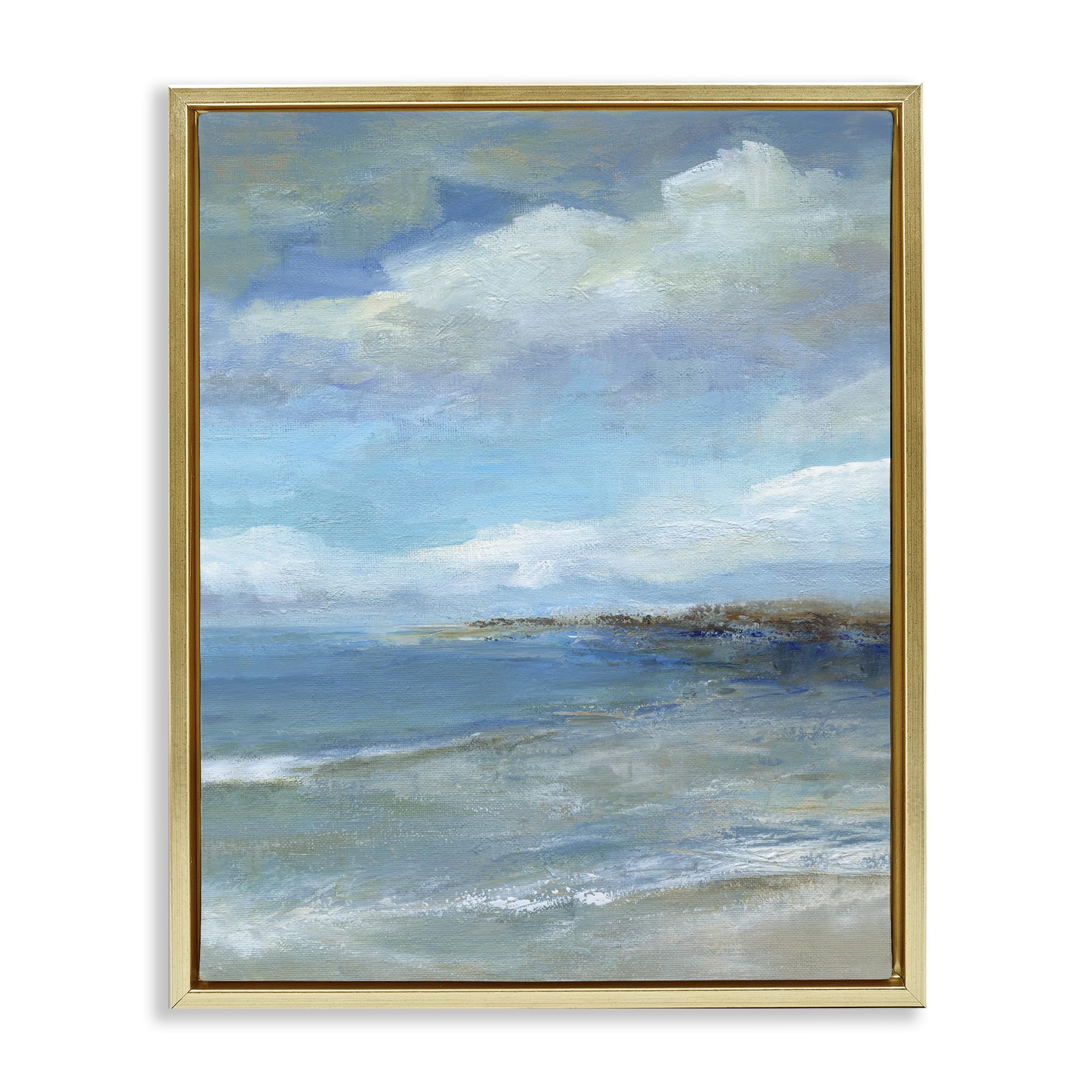 Stupell Industries Metallic Gold (Matte) 'Shore's Calm Breeze'| Floating Frame Canvas Art