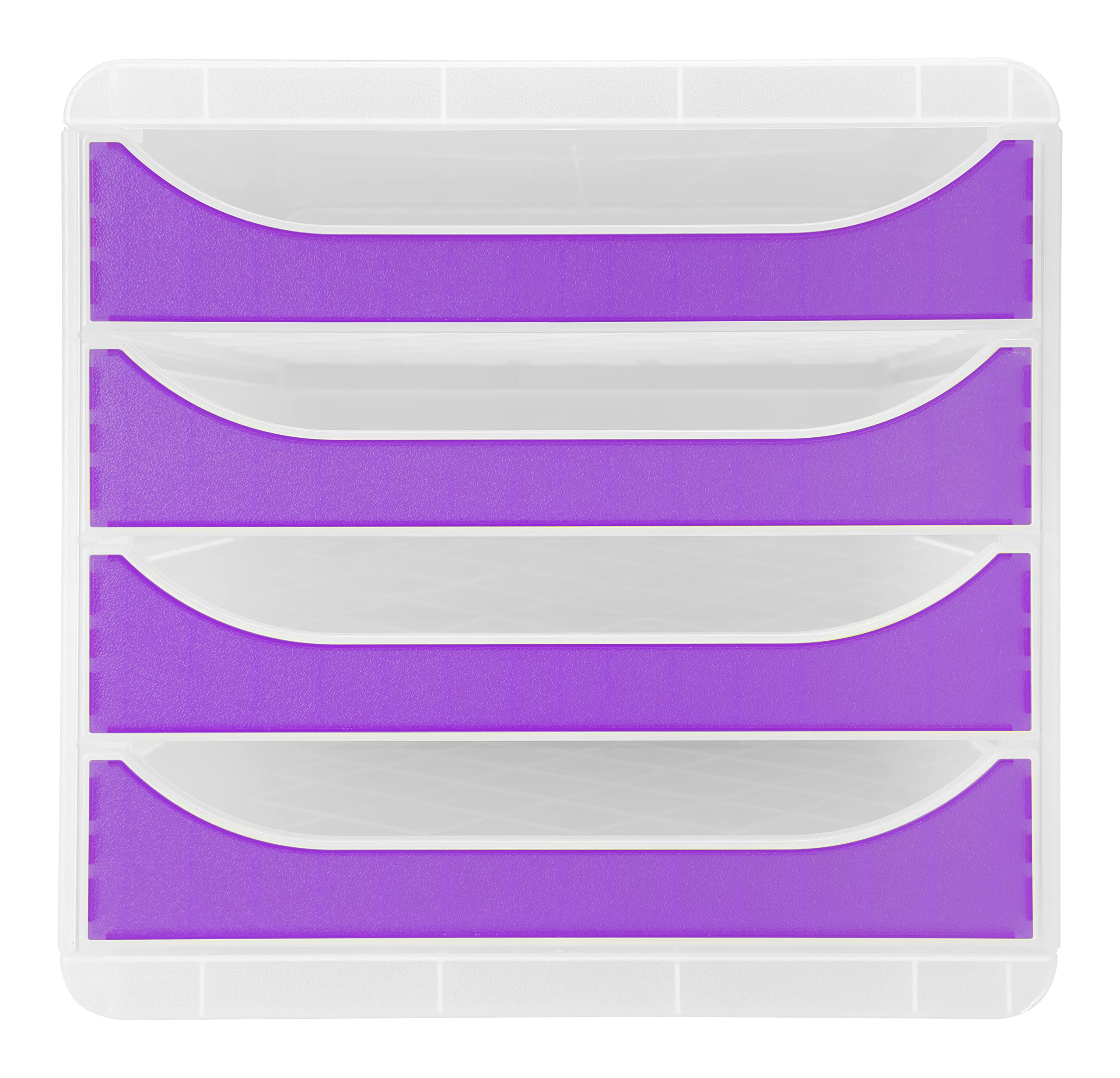 Exacompta - Ref. 310319D - BIG-BOX Chromaline - 4-drawer box for A4+ format - External dimensions: depth 34.70 x width 27.80 x height 26.70 cm - Crystal/translucent purple — image 1