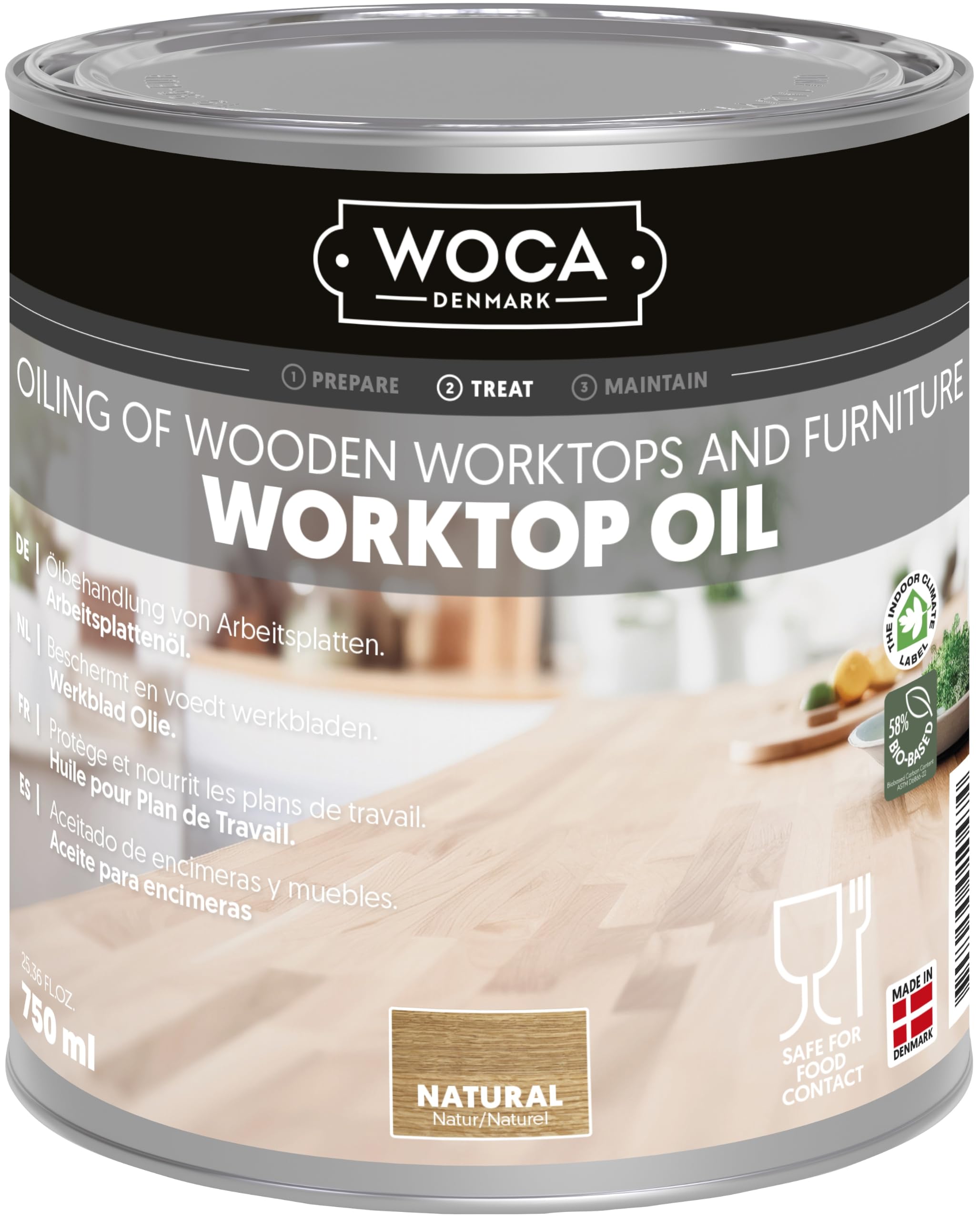 Woca Natural Food-Safe Worktop Oil, 750 Ml