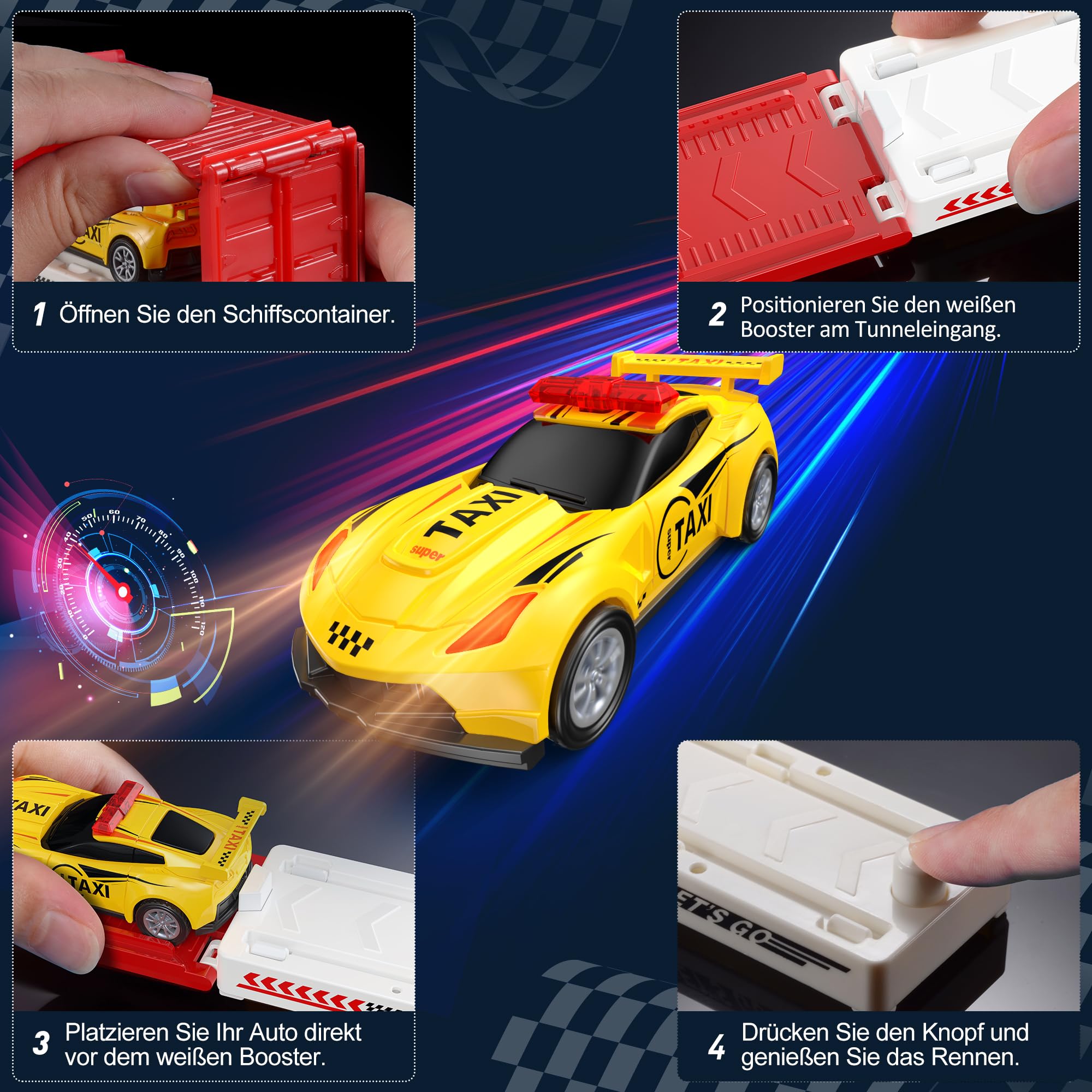 Set di giocattoli per auto, auto giocattolo in metallo con pista e garage, piccole auto per bambini dai 3 anni in su, regalo di compleanno per ragazzi e ragazze