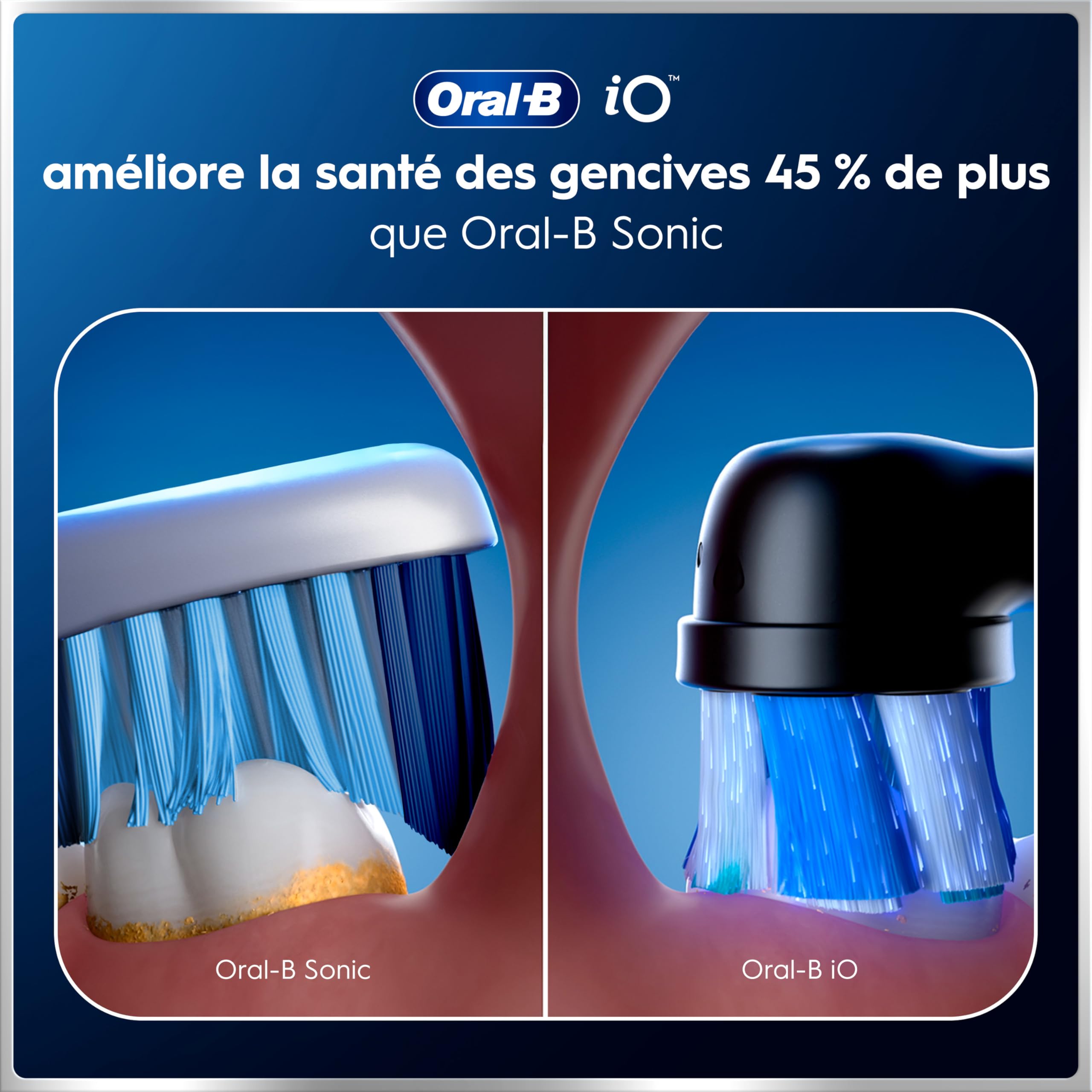Oral-B Brosse à Dents Electrique iO 6, 3 Brossettes de Rechange, Noire – 5 Modes de Brossage dont Blancheur et Soin des Gencives, Capteur de Pression, Batterie Rechargeable, Ecran Interactif, Etui