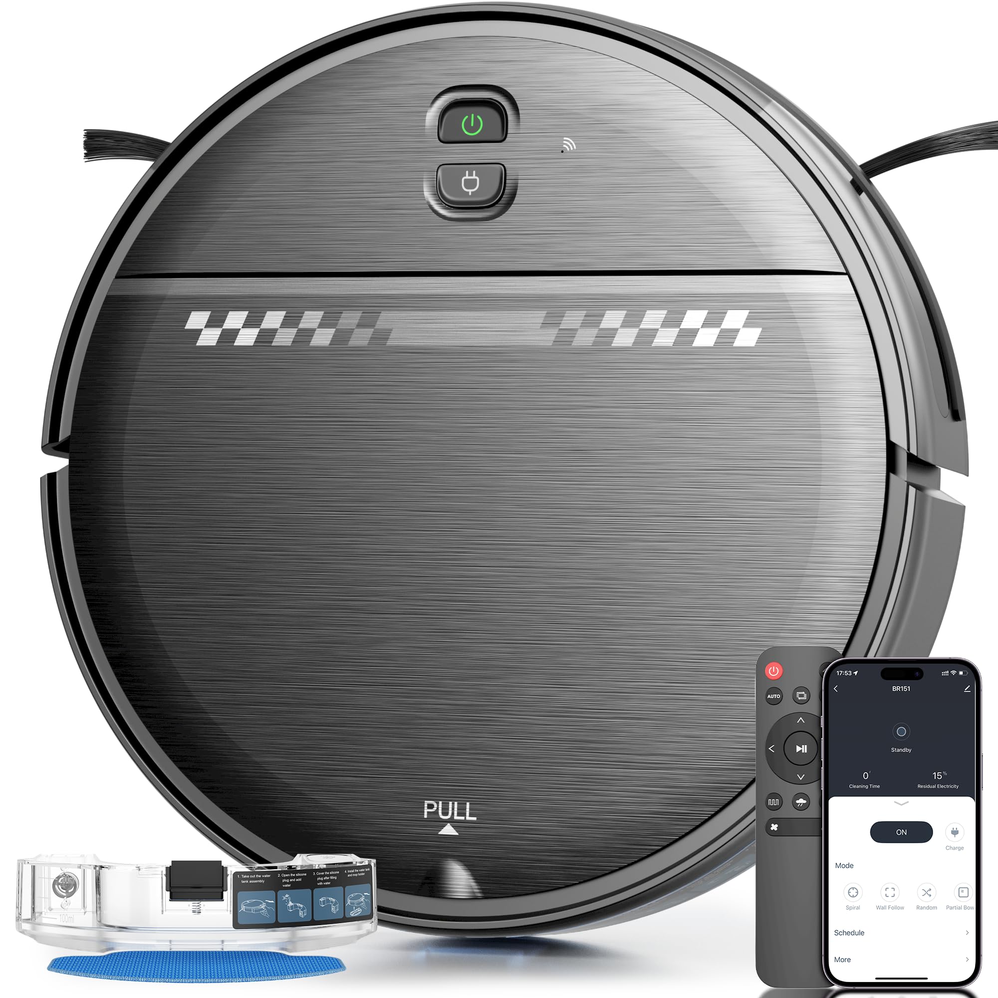 Photo 1 of ZC WAS Robot Vacuum and Mop for Pet Hair, 2-in-1 Robot Vacuum Cleaner for Hard Floors&Carpets with 2.87'' Slim Design, Wi-Fi/App/Voice Control, 3D Obstacle Avoidance & Self-Charging