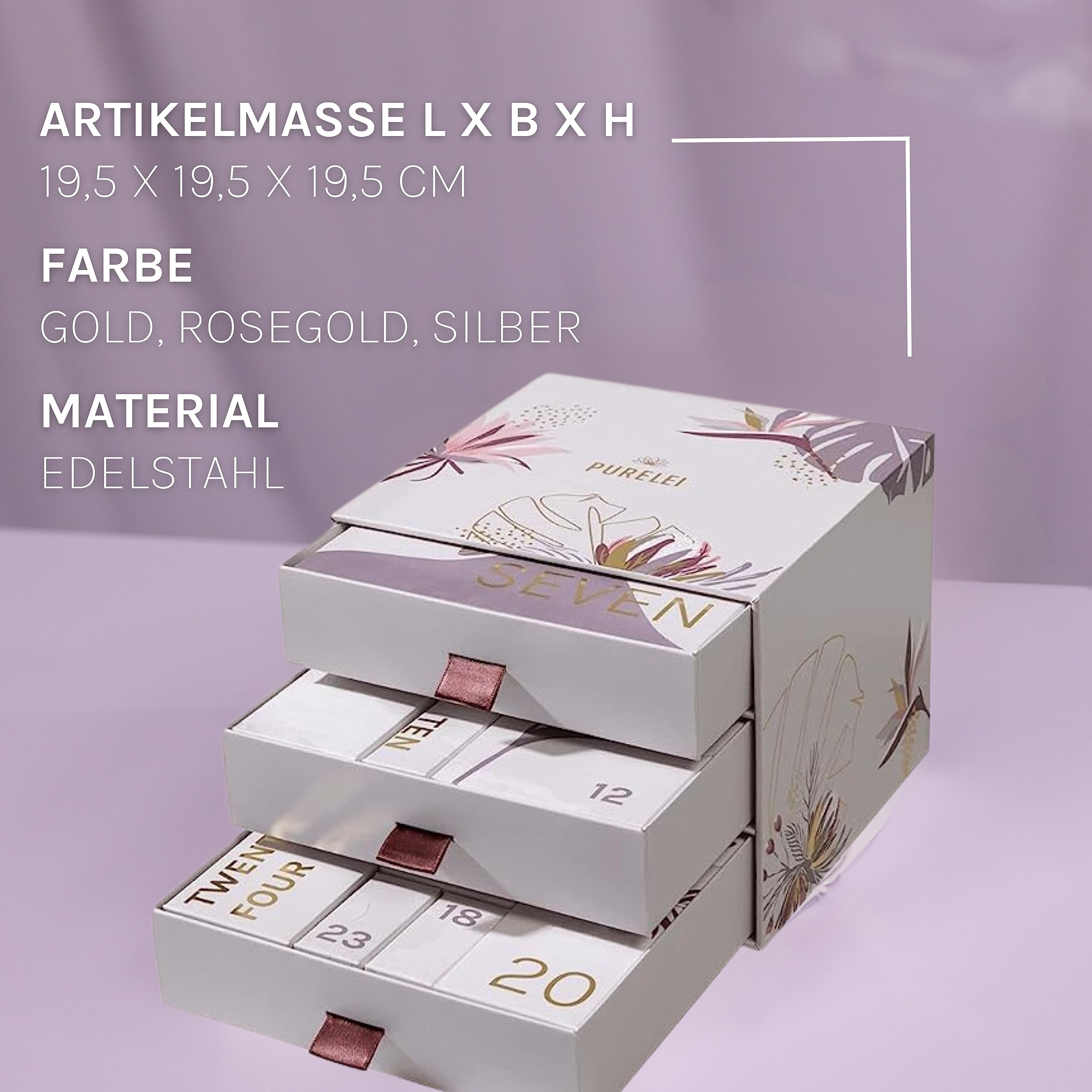 Adventskalender Mit 12 Schmuckstücken – 11 Perlen + 1 Zubehör In Roségold, Geschenk Für Weihnachten Oder Geburtstag