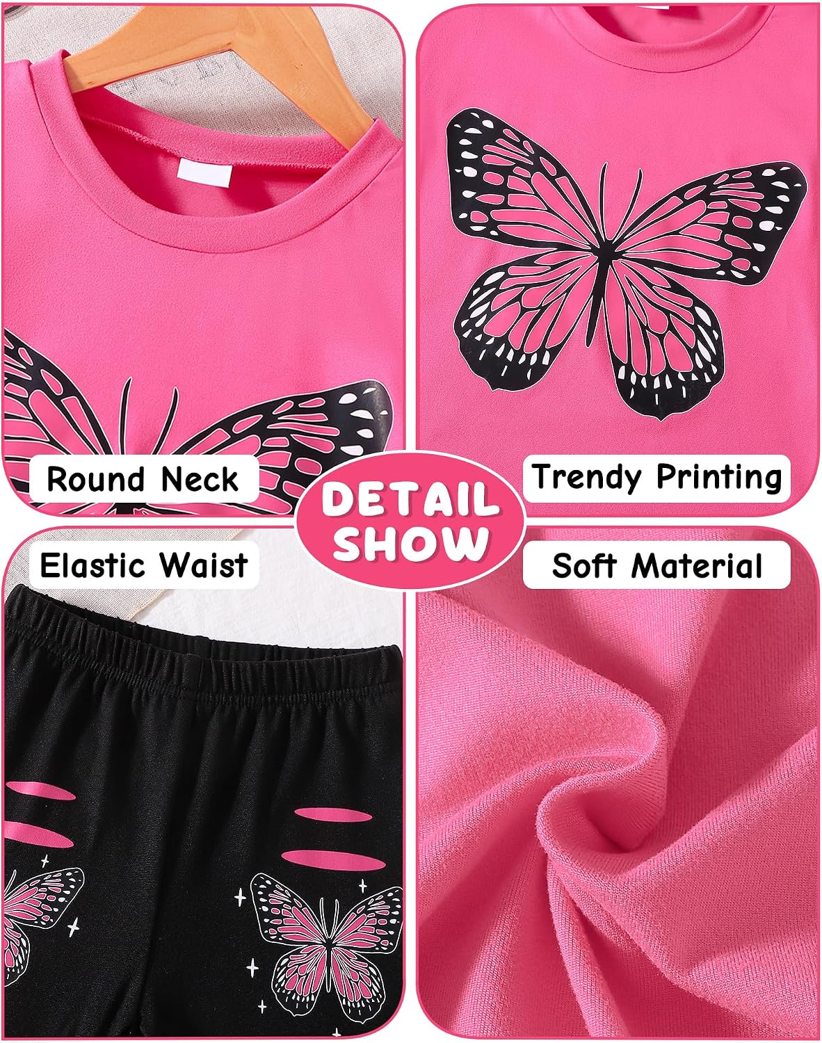 Doresbebe Kid Girls Clothes Summer Girls Outfits Pattern T-shirt Tops+Leggings Shorts Set 2 Piece Spring Clothes Set
