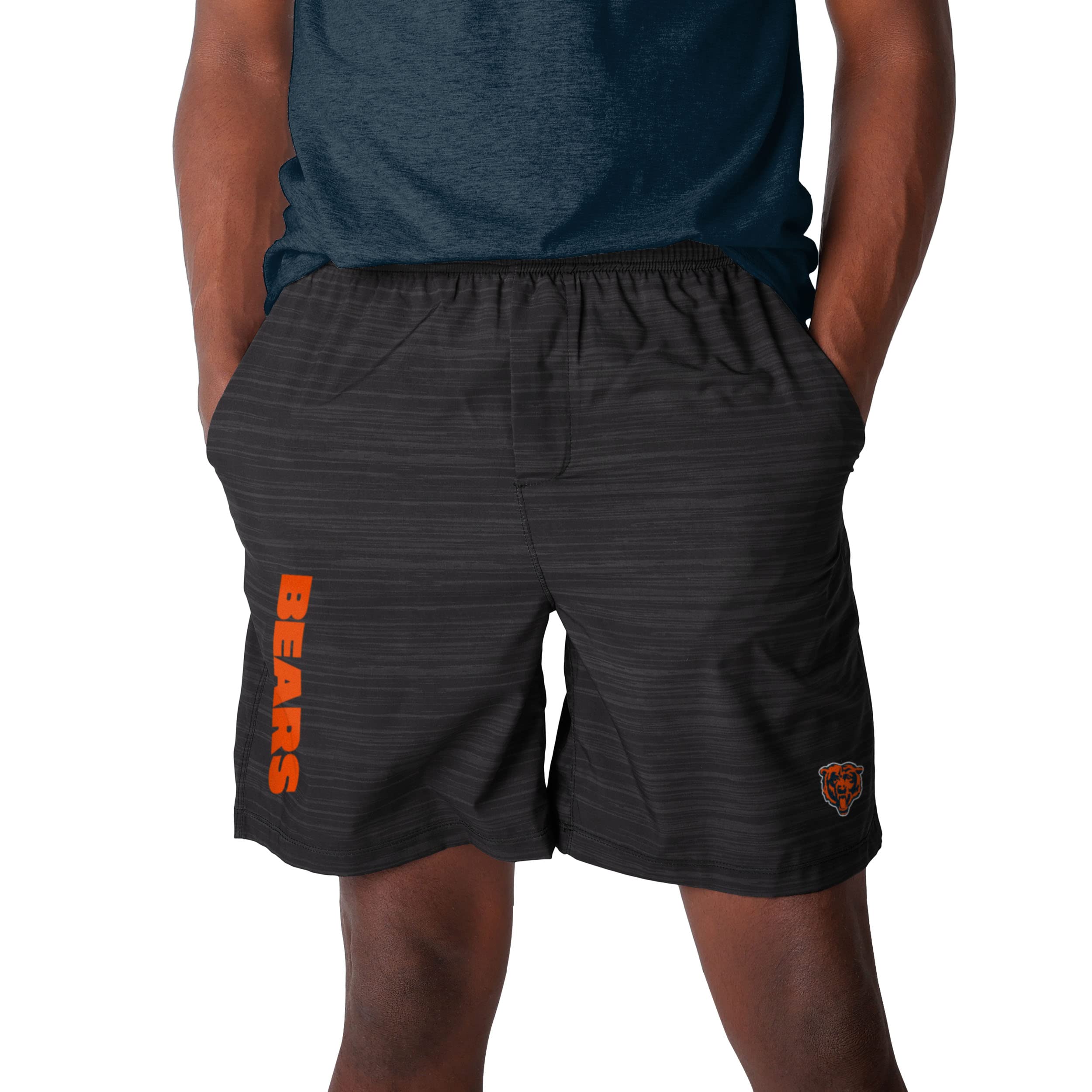 FOCO Chicago Bears NFL Mens Heathered Black Woven Liner Shorts