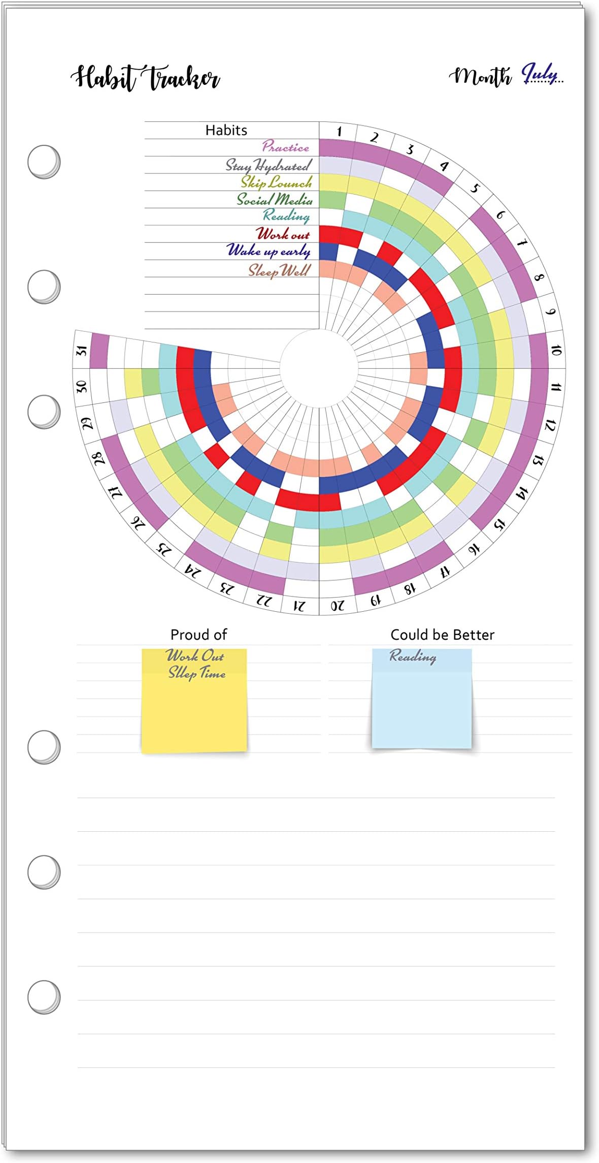 Habit Tracker Inserts for Personal Size Planners (3.75" x 6.75'') for Kate Spade Kikiki K medium LV MM agenda Creative Year Personal Binder (Michaels) Carpe Diem Personal (PLANNER SOLD SEPARATELY)