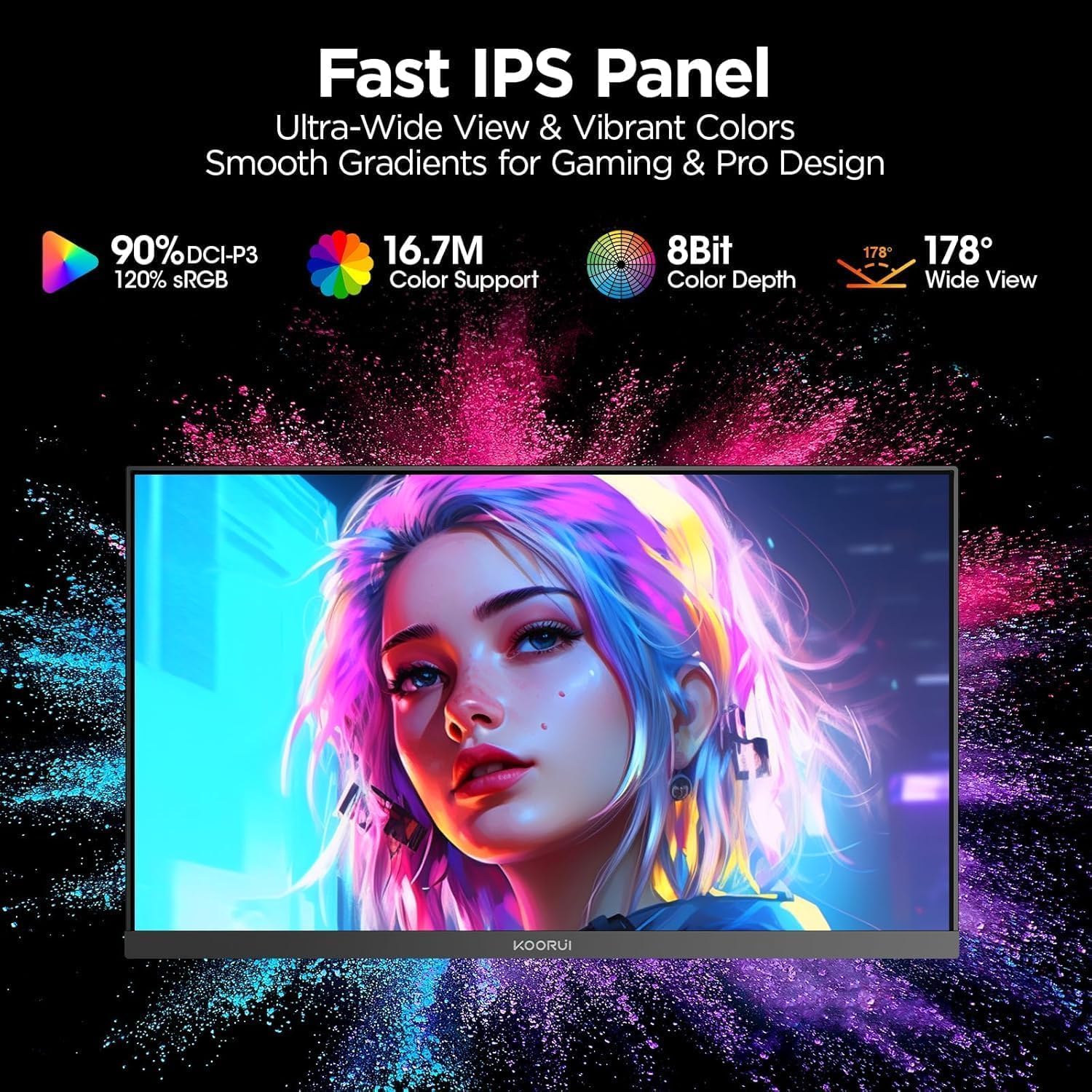 KOORUI 27 Inch 2K Gaming Monitor, 200Hz QHD (2560 x 1440p) Fast IPS Screen, 1ms Response Time, HDR 400, 95% DCI-P3, Height/Pivot/Tilt Adjustable Stand, Adaptive Sync Technology, HDMI & DP, G2722P