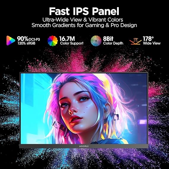 KOORUI 27 Inch 2K Gaming Monitor, 200Hz QHD (2560 x 1440p) Fast IPS Screen, 1ms Response Time, HDR 400, 95% DCI-P3, Height/Pivot/Tilt Adjustable Stand, Adaptive Sync Technology, HDMI & DP, G2722P