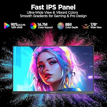 KOORUI 27 Inch 2K Gaming Monitor, 200Hz QHD (2560 x 1440p) Fast IPS Screen, 1ms Response Time, HDR 400, 95% DCI-P3, Height/Pivot/Tilt Adjustable Stand, Adaptive Sync Technology, HDMI & DP, G2722P