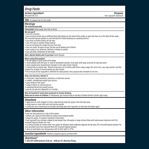 Miniatura 6 de Roman Minoxidil - Tratamiento de pérdida de cabello para hombre solución tópica de minoxidil al 5 para pérdida de cabello y adelgazamiento del