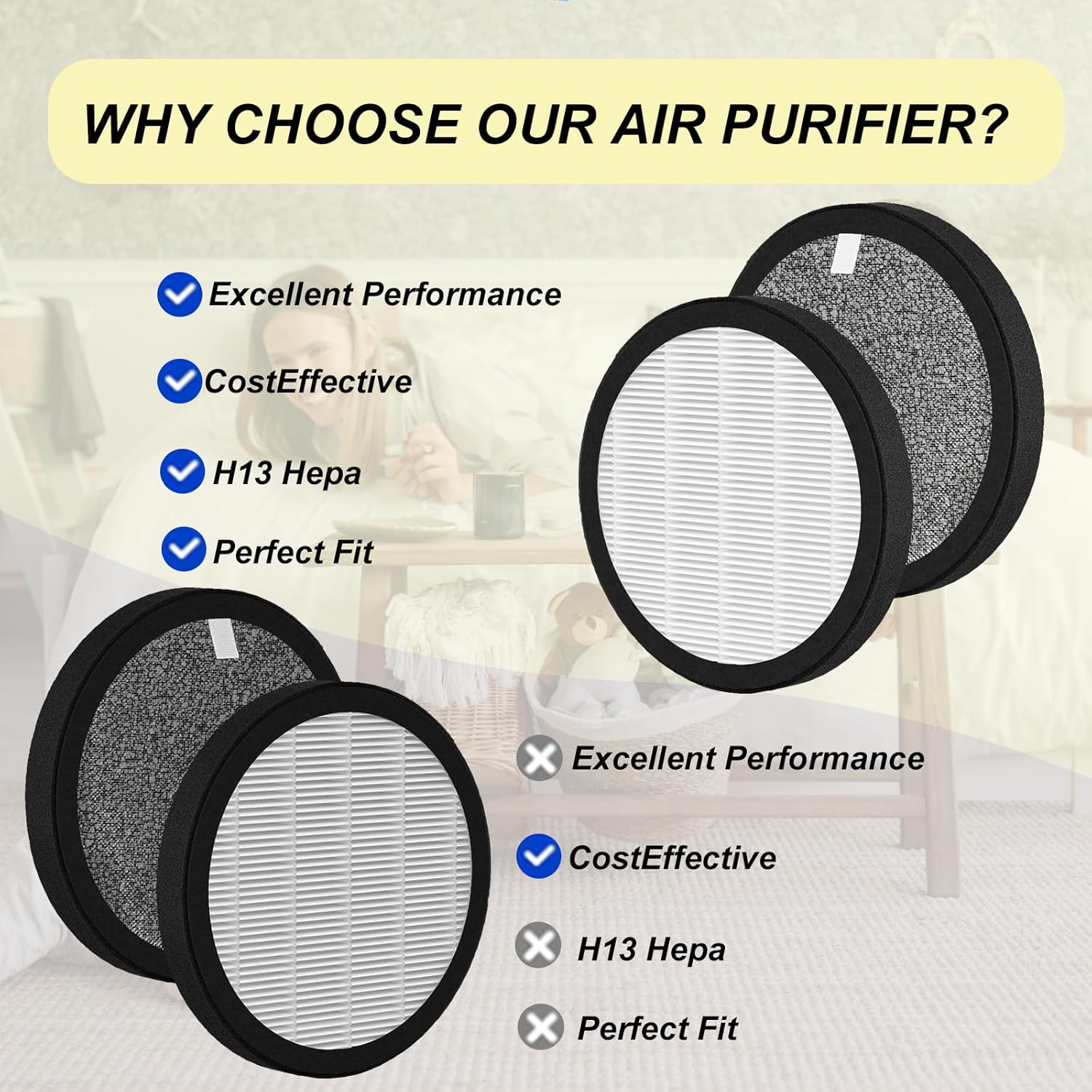 MB-032 Filter Replacement Compatible with TDBYWAE MB-032 Air Cleaner Purifier, 2 Pack, 3-Starge Filtration - Image 4