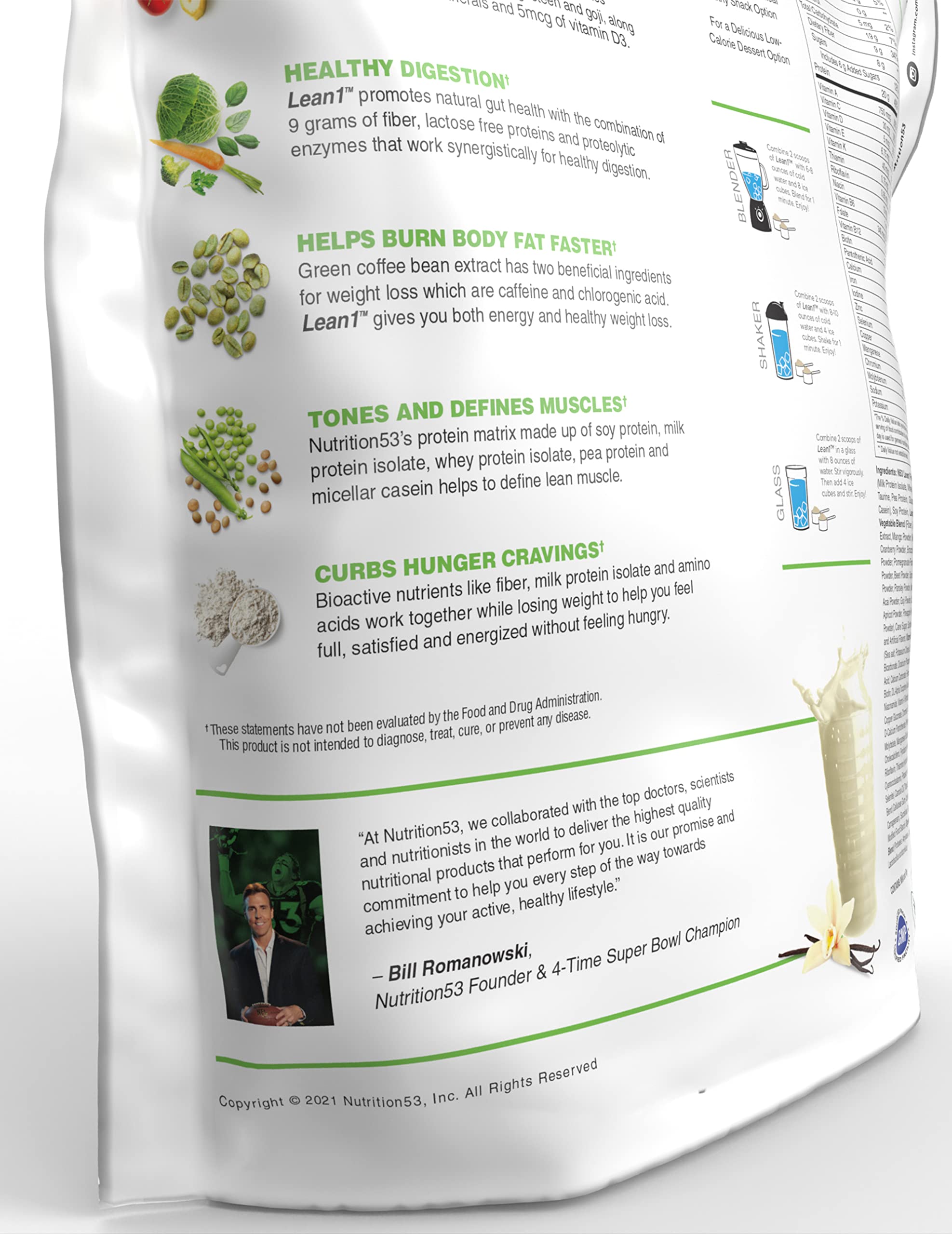 Lean1 Vanilla, Meal Replacement Protein Shake, 44 Servings in a 5lb Bag — Amazon image 3