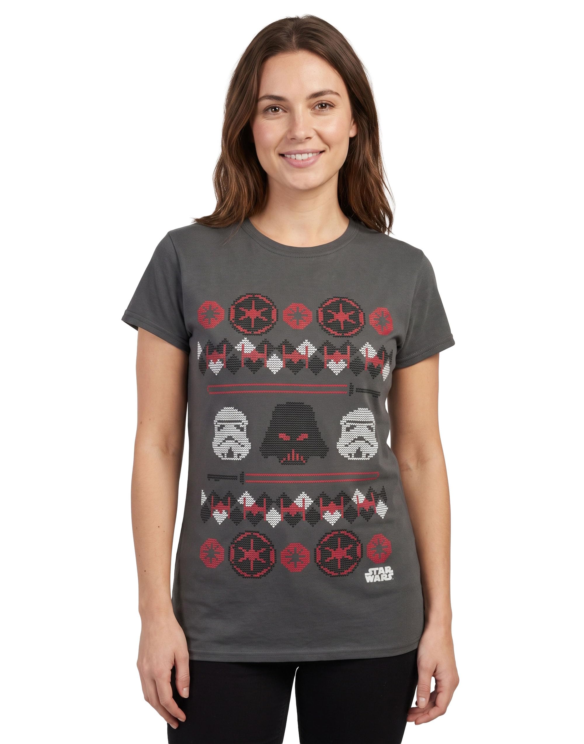 Star Wars Women's Grey Short Sleeved T-Shirt | Charcoal | Official Merch In Extra Large