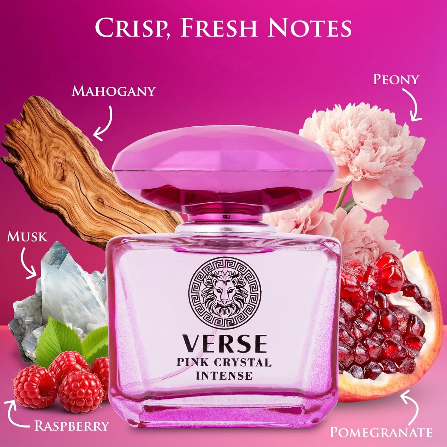 Women’s Perfume Gift Set – Verse Pink Crystal Intense + Milano Eau de Parfum (2 Pack) – Long-Lasting Floral & Vanilla Fragrances, 3.4 fl oz Each