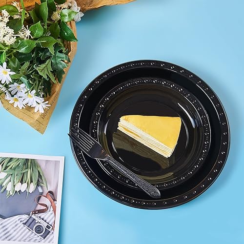 Miniatura 6 de FULING Juego de vajilla desechable de 175 piezas de suministros transparentes para fiestas, platos de plástico y servilletas de papel, cubiertos