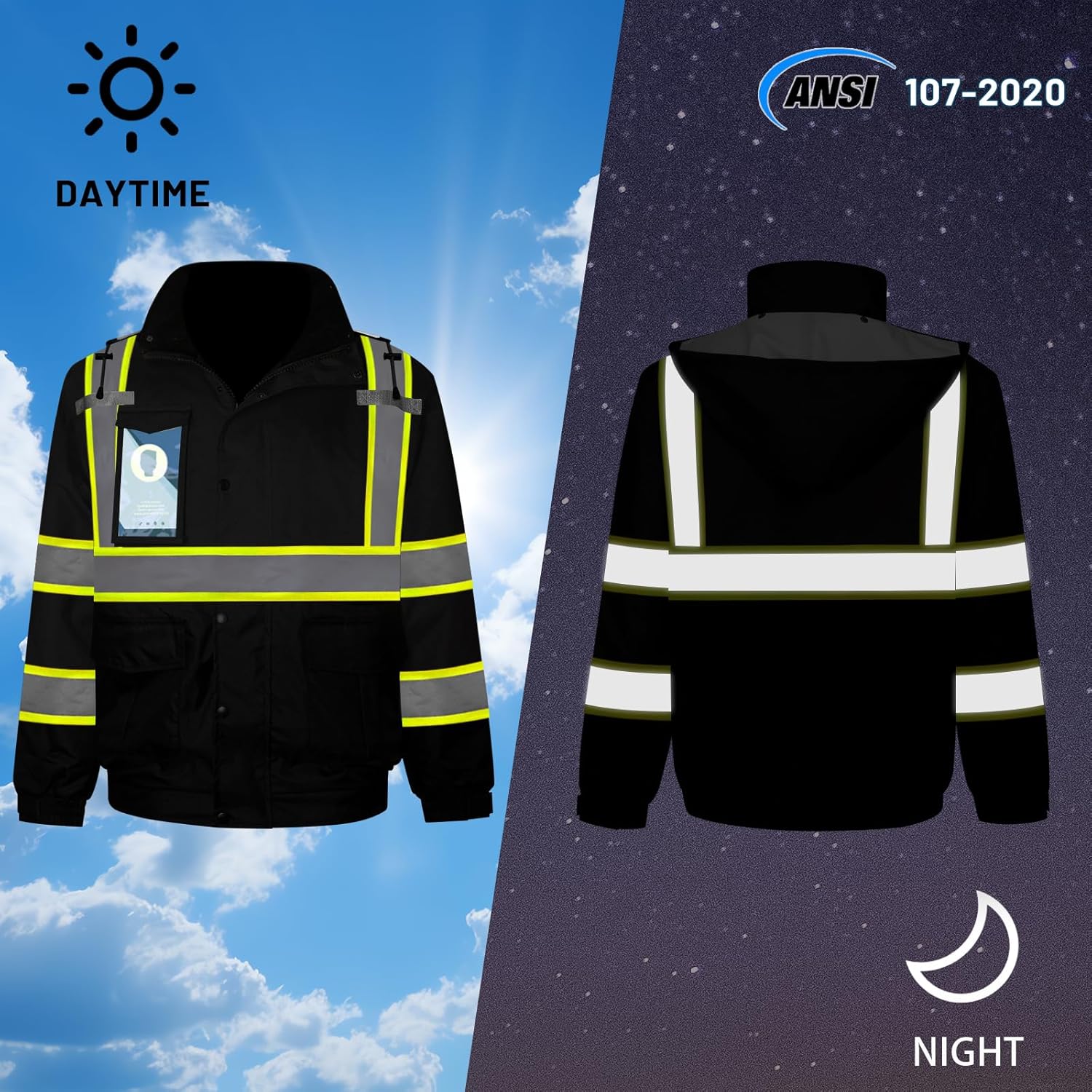 Hi Vis Jackets for Men& Women, Safety Jackets for Men with Pockets