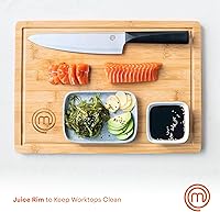 Vista 5 de MasterChef Tabla de cortar de bambú para cocina, encimera de bloque de carnicero, tabla de cortar grande de madera de 18 x 12 pulgadas, superficie