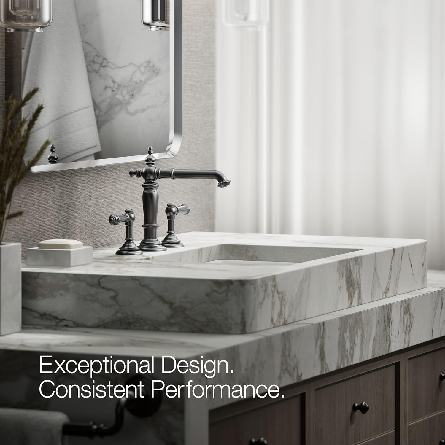 Kohler 72760-BL Artifacts® Bathroom sink faucet spout with Column design, 1.2 gpm, Matte Black