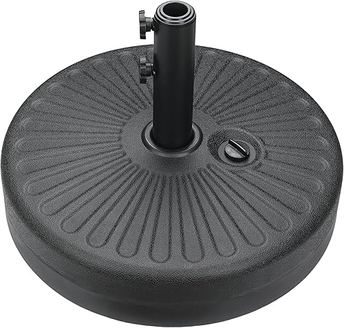 YSSOA Sombrilla de patio rellenable de 50 libras y 20 pulgadas de capacidad, base redonda, soporte de mercado resistente para césped al aire libre,