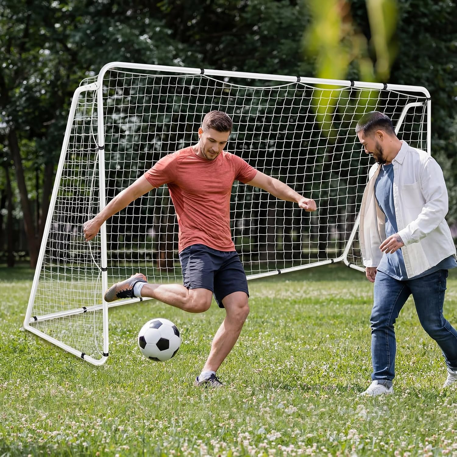 Liliful 12 x 6/10 x 6.5/8 x 5 ft Soccer Goal for Backyard Portable Soccer Net and Steel Weatherproof Frame Folding Goals with 6 Ground Stakes for Adults Youth Outdoor Training Competition