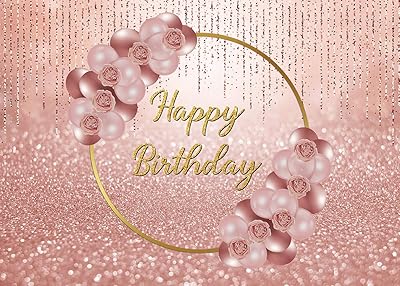 Avezano Rose Gold & Black Birthday Backdrop With Glitter Diamond Sprinkles Balloon Bokeh Photography Background For Women's Bday Party Photobooth Props (Rose Gold, 10x7ft - View #8