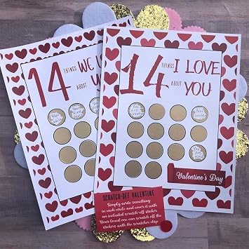 Valentine's Scratch off Advent 14 Things I or We Love About You, Valentine's Day Advent Calendar, Valentine's Day Scratch off Cards, Valentines Day Personalized Custom Gift (1set,we love)