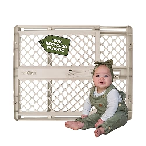 Toddleroo by North States - Renueva la puerta del bebé de plástico 100% reciclado para la puerta resistente para uso en interiores y exteriores
