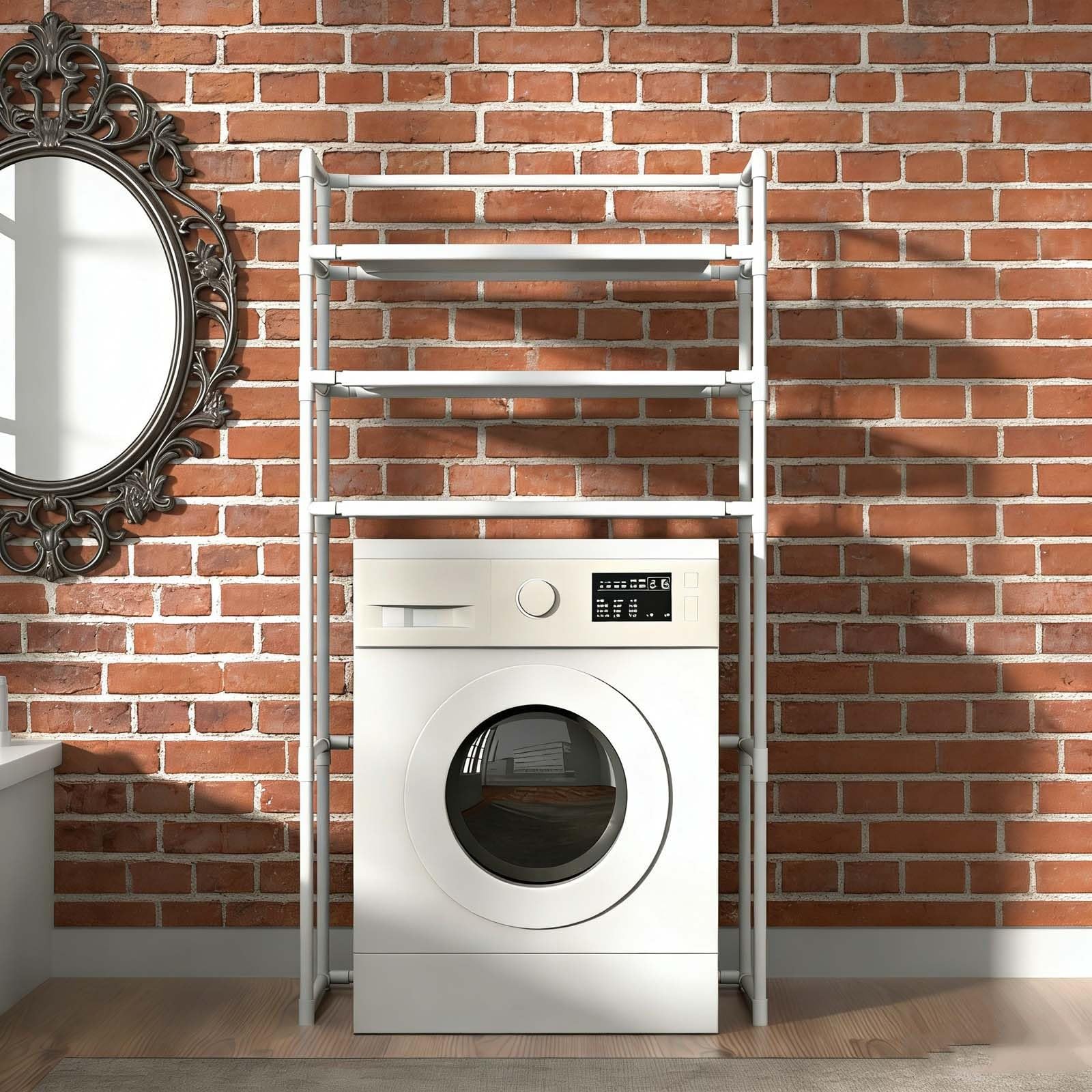 Unità Sto per lavatrice ed espandibile sopra il WC, per lavanderia pesante e versatile sopra la lavatrice, ripiano Sto (bianco)