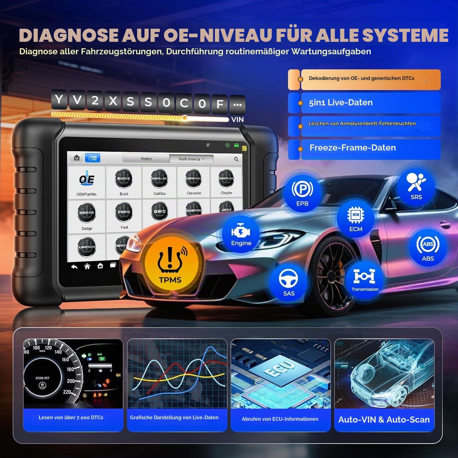 Autel MX808S-TS OBD2 Diagnosegerät: TPMS Programmiergerät, 3K+ Aktiver Test | 2026 Outil TPMS Voiture Gleich wie MaxiCOM MK808S-TS MK900TS, RDKS Programm von MK808BT PRO MK808S MK808TS, 28+ Dienste, OS11