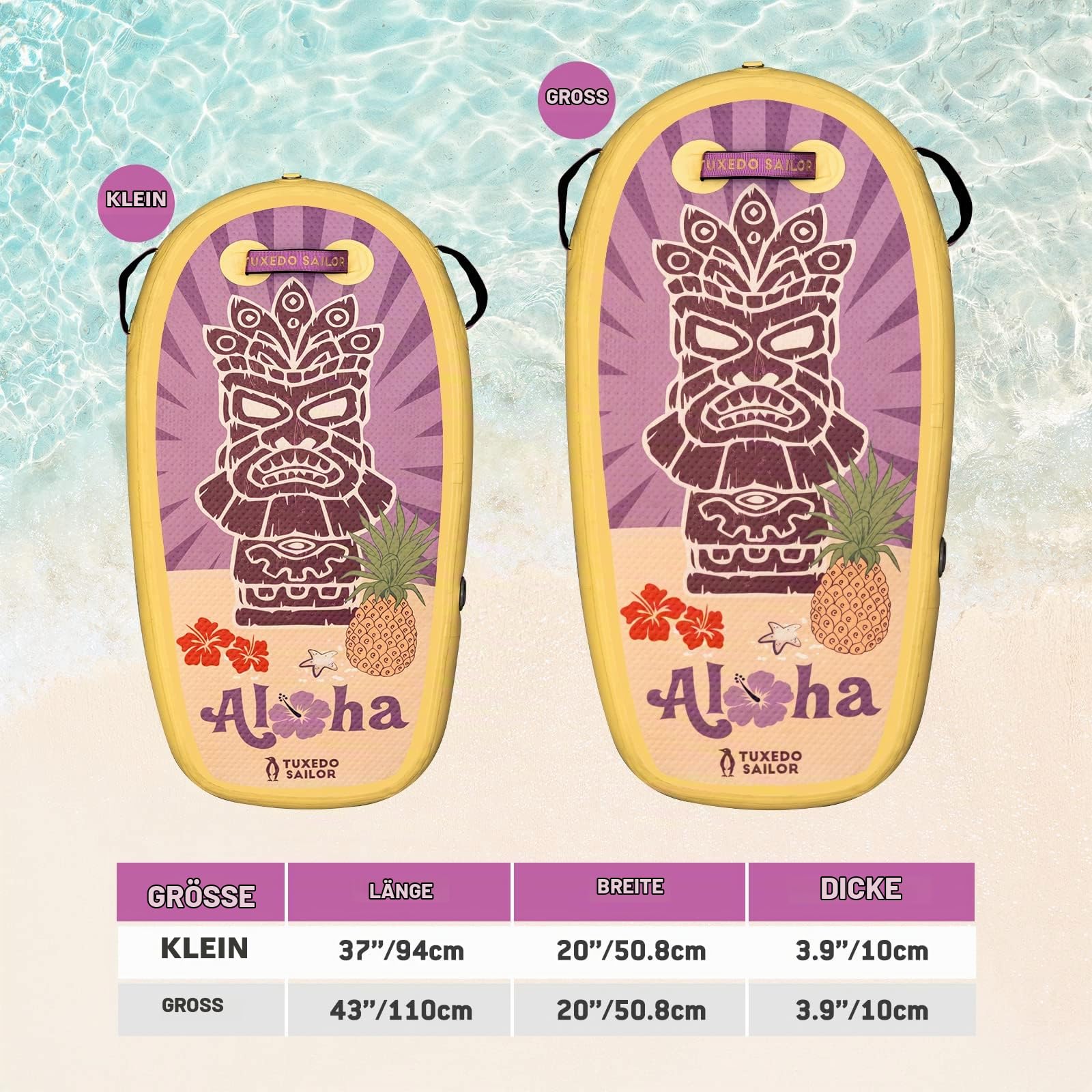 Tuxedo Sailor Body Board – Beach Kids Boogie Board – Ultraleichter PVC-Kern, Boogie Board für Strand und Pool, mit Handgelenkschlaufen, faltbar, perfekte Surf für Jugendliche und Erwachsene