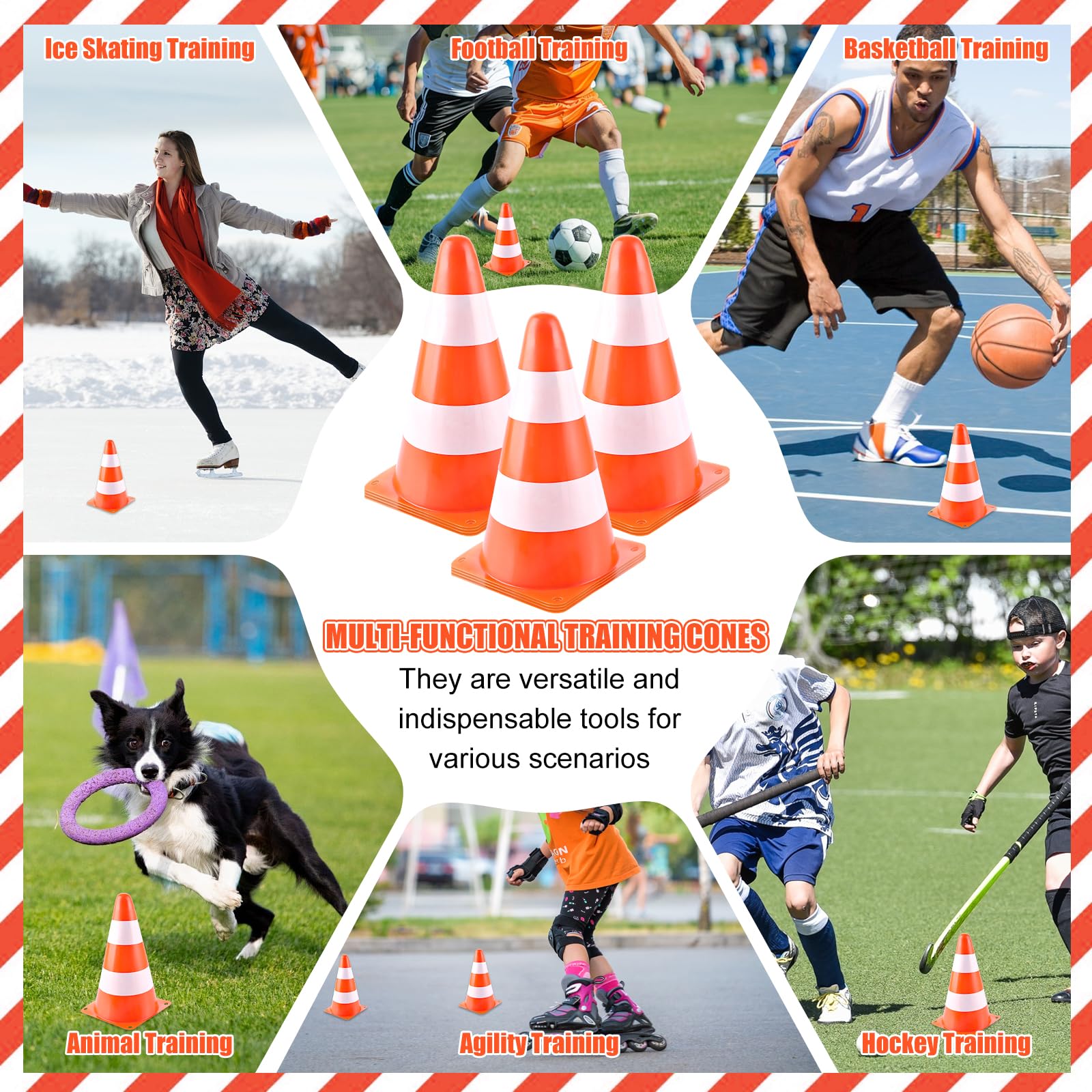 AKOLAFE Pylonen mit Hütchen Fussball Training Trainingskegel Hilfs Markierkegel für Innen oder Outdoor, Sport, Spiele