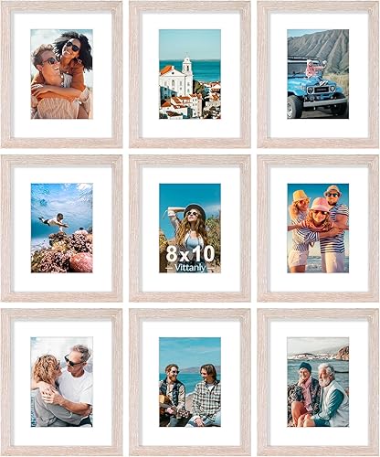 Vista 84 de Vittanly - Juego de 9 portarretratos, plexiglás resistente a rupturas, exhibe fotos de 12 x 12 pulgadas o, con paspartú, de 8 x 8 pulgadas, marcos