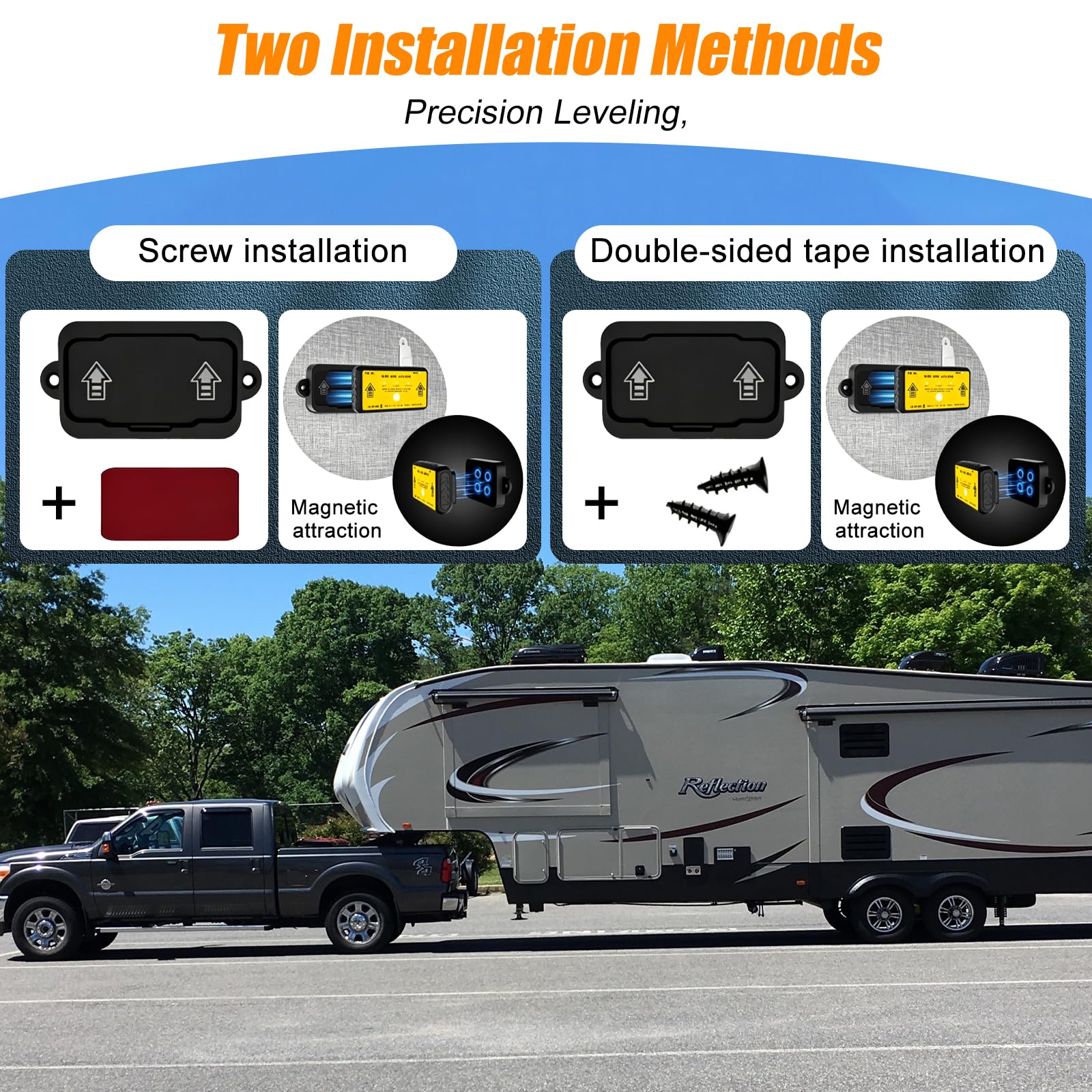 Kabelloses RV-Nivelliersystem, Bluetooth-Nivellierer für Camper, Automatische Niveaustanzeige,Wohnmobil Wohnwagen Camper Zubehör, Wohnmobil und Anhänger Nivelliergerät Offroad-Zubehör