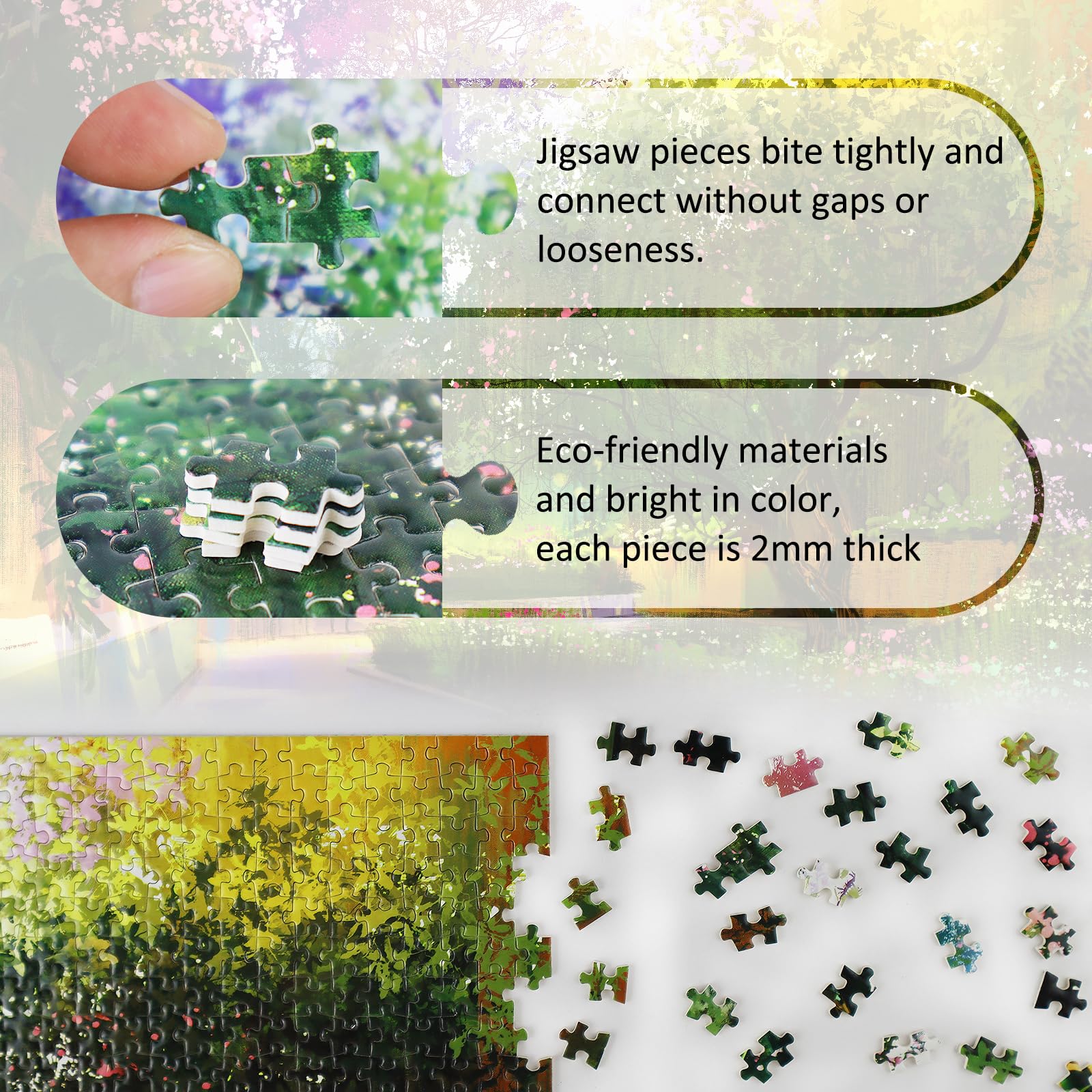 MISITU Mini Jigsaw Puzzle 1000 Pieces for Adults and Children, Garden - Image 3