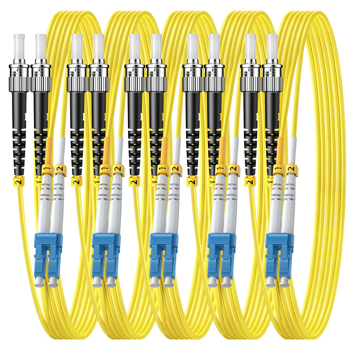 FiberPrime- OS2 LC to ST Single Mode Fiber Patch Cable, Duplex Singlemode 1G/10G, SMF, SM Fiber Optic Cable, 9/125um, LSZH, 20m/66ft, 1Pack